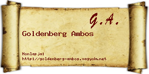 Goldenberg Ambos névjegykártya